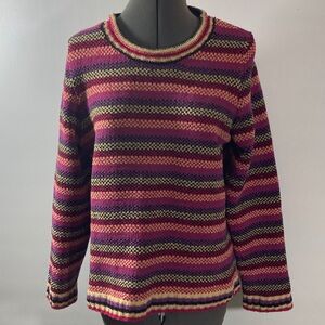 Christopher & Banks Sweater Women Size Medium Vibrant Color Stripes Heavy Warm